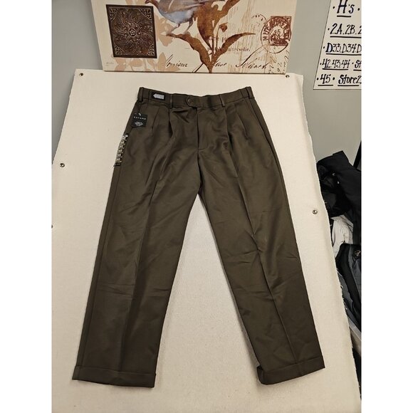 NWT SAVANNE Men's Pants 38x29 Brown  Straight Fit  Pleated Comfort Waist New - Picture 1 of 8